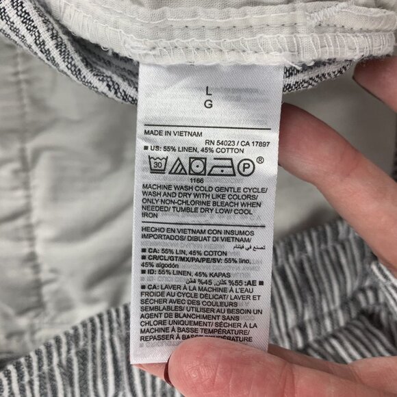 Old Navy Blue Striped Linen Blend High Rise Pull On Ankle Pant L - Picture 5 of 7